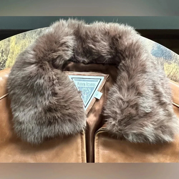 MARVIN RICHARDS | women’s leather & rabbit fur jacket. Size: XL - Picture 4 of 16
